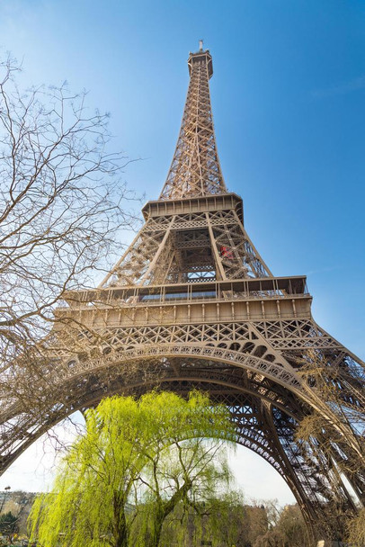 Laminated Eiffel Tower Paris France From Below Photo Art Print Poster Dry Erase Sign 12x18