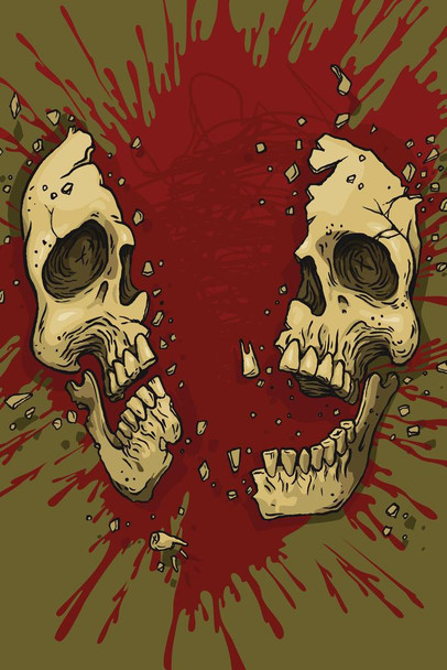 Laminated Exploding Skull Gore Fest Art Print Poster Dry Erase Sign 12x18