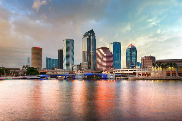 Laminated Downtown Tampa Florida Urban Skyline Cityscape Photo Art Print Poster Dry Erase Sign 18x12