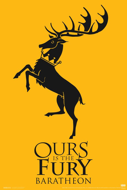 Game of Thrones Ours is the Fury Baratheon Laminated Dry Erase Sign Poster 12x18