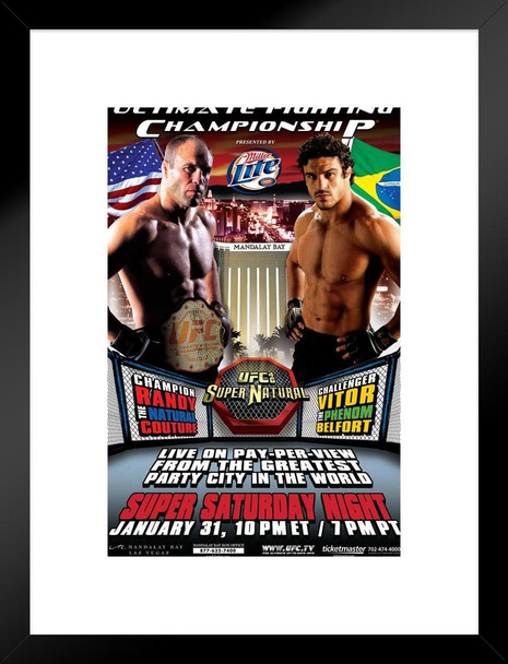 Official UFC 46 Randy Couture vs Vitor Belfort Sports Matted Framed Poster 20x26 inch