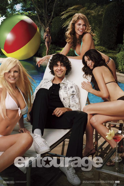 Entourage Vincent Chaise Poolside With Sexy Beautiful Women In Bikinis Laminated Dry Erase Sign Poster 12x18