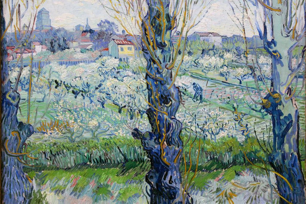 Laminated Vincent Van Gogh View Of Arles Flowering Orchards 1889 Post Impressionist Painting Poster Dry Erase Sign 12x18