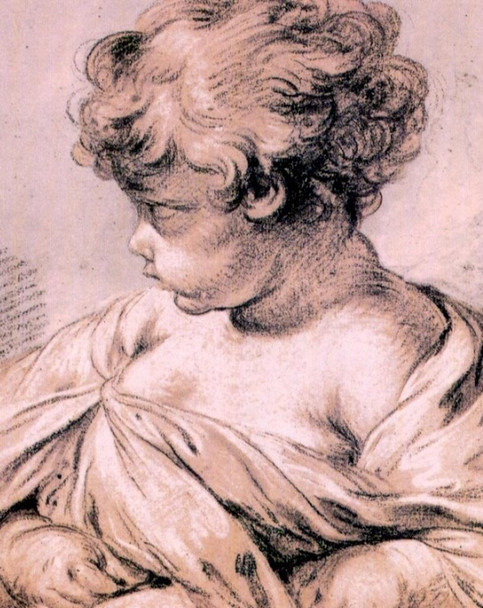 Laminated Francois Boucher Study Of A Child French Rococo Style Chalk Drawing Art Print Poster Dry Erase Sign 12x18