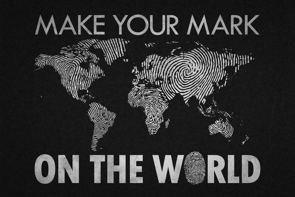 Make Your Mark On the World Black Map Travel World Map Fingerprints in Detail Map Posters for Wall Map Art Wall Decor Geographical Illustration Destinations Cool Wall Decor Art Print Poster 18x12