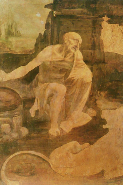 Laminated Leonardo Da Vinci St Jerome in the Wilderness Fine Art Realism Artwork Davinci Drawings Portrait Oil Painting Wall Art Renaissance Posters Canvas Vinci Art Poster Dry Erase Sign 12x18