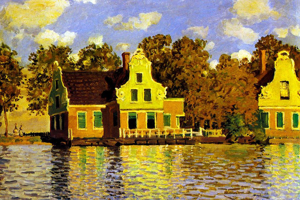 Laminated Claude Monet The House On The River Zaan In Zaandam Impressionist French Nature Landscape Painting Poster Dry Erase Wall Art 18x12