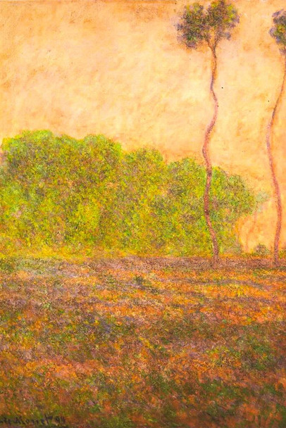 Laminated Claude Monet Meadow in Giverny Impressionist French Nature Landscape Painting Poster Dry Erase Wall Art 12x18