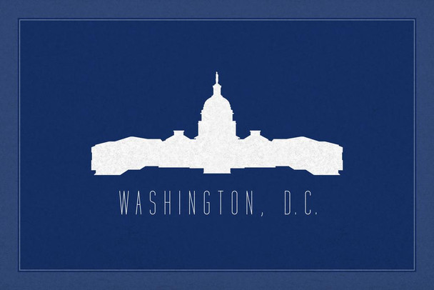 Laminated Cities Washington DC United States Capitol Blue Poster Dry Erase Sign 18x12