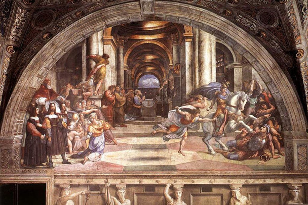 Laminated Raphael The Expulsion of Heliodorus from the Temple Realism Romantic Artwork Raffaello Prints Biblical Drawings Portrait Painting Wall Art Renaissance Canvas Art Poster Dry Erase Sign 18x12