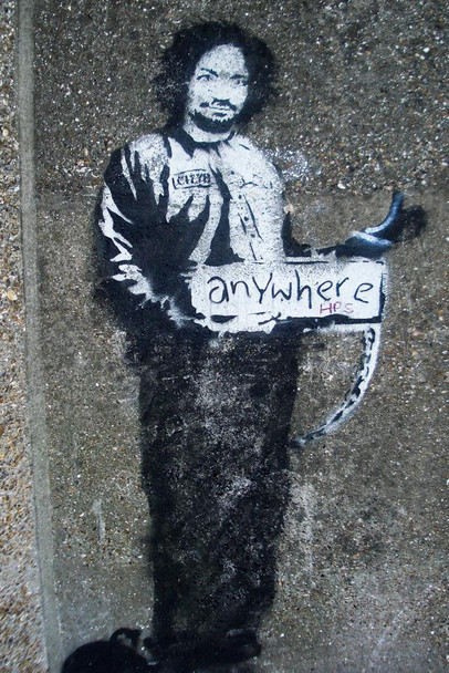 Laminated Banksy Hitchhiker To Anywhere Graffiti Banksy Canvas Print Bansky Modern Art Grafitti Canvas Wall Art Street Art Prints Graffiti Art For Wall Art Canvas Pop Art Poster Dry Erase Sign 12x18