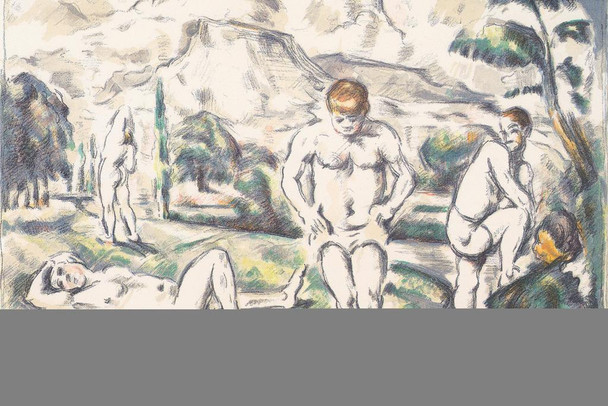 Laminated Cezanne Bathers Impressionist Posters Paul Cezanne Art Prints Human Man Landscape Painting Wall Art French Artist Wall Decor Bathing Nude Romantic Art Poster Dry Erase Sign 18x12