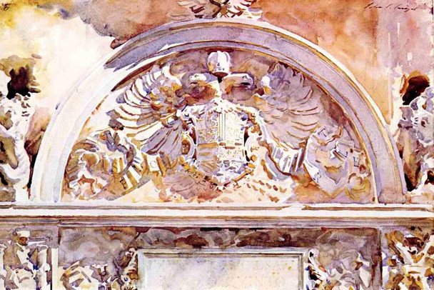 Laminated John Singer Sargent Escutcheon of Charles V of Spain Impressionism Painting Poster Dry Erase Wall Art 18x12
