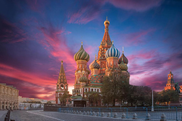 Laminated Saint Basils Cathedral Red Square Moscow Russia Photo Art Print Poster Dry Erase Sign 18x12