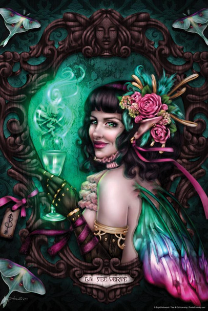 Laminated Green Fairy by Brigid Ashwood Art Print Poster Dry Erase Sign 12x18