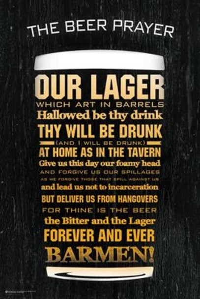 The Beer Prayer Our Lager Funny Cool Wall Decor Art Print Poster 24x36