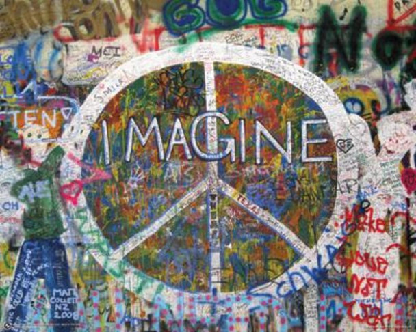 Imagine Graffiti Peace Sign Wall Cool Wall Decor Art Print Poster 20x16