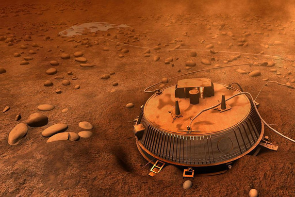 Huygens Probe Saturns Moon Titan 2005 Landing ESA European Space Agency Photograph Cool Wall Art Print Poster 24x36