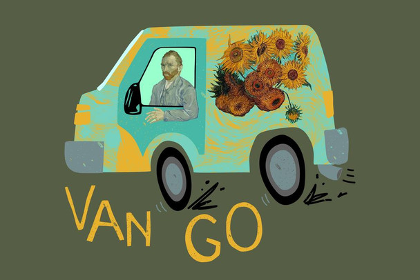 Van Go Vincent Van Gogh Sunflowers Humor Funny Van Gogh Wall Art Impressionist Painting Style Nature Spring Flower Wall Decor Landscape Vase Bouquet Poster Cool Wall Decor Art Print Poster 36x24