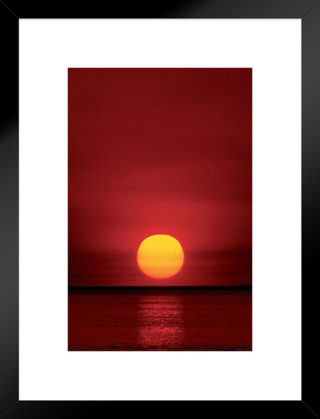 Sunset Over The Ocean Photography Art Print Matted Framed Poster 20x26 inch