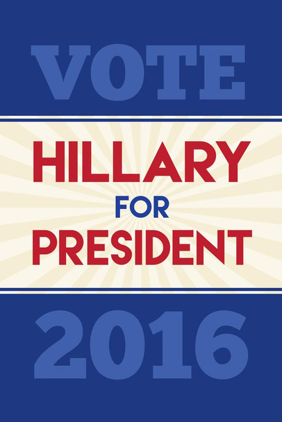 Vote Hillary Clinton President 2016 Tan Navy Red Campaign Cool Huge Large Giant Poster Art 36x54