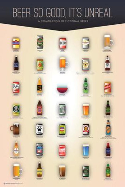 Beer So Good Its Unreal Fictional Beers TV and Movies Chart Cool Wall Decor Art Print Poster 24x36