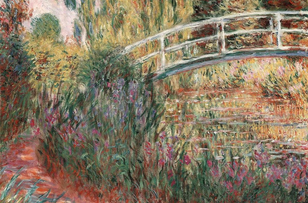 Laminated Claude Monet Japanese Bridge Poster Water Lily Pond Water Irises Painting 1900 Famous French Painter Poster Dry Erase Sign 18x12