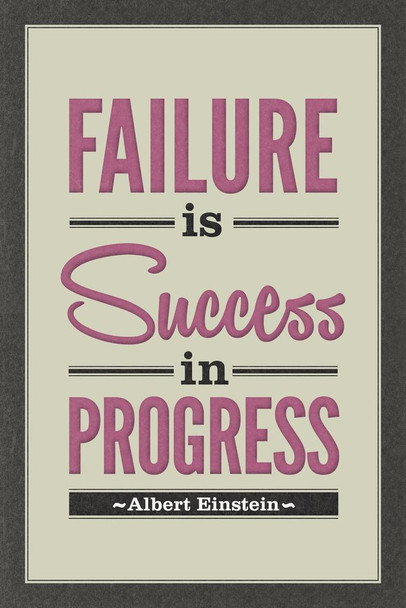 Albert Einstein Failure Is Success In Progress Motivational Inspirational Tan Laminated Dry Erase Sign Poster 12x18