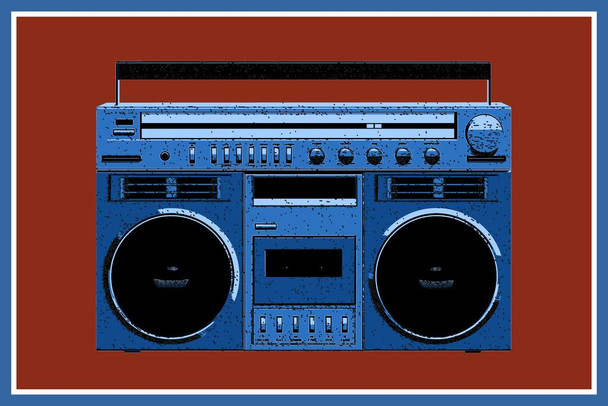 Laminated Pop Art Boombox Blue Poster Dry Erase Sign 12x18