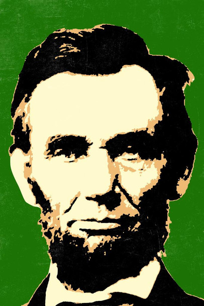 Laminated Pop Art Abraham Lincoln Green Poster Dry Erase Sign 12x18