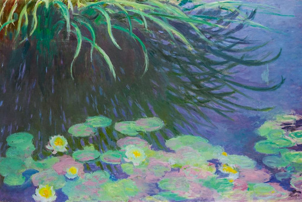 Laminated Claude Monet Waterlilies Morning French Impressionist Nature Landscape Painting Poster Dry Erase Wall Art 18x12