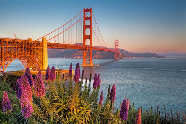Laminated A New Day Begins Golden Gate Bridge San Francisco Photo Art Print Poster Dry Erase Sign 18x12