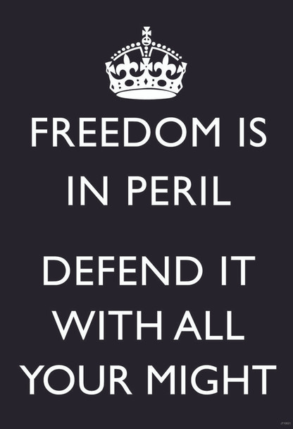 Freedom Is In Peril Defend It With All Your Might British WWII Motivational Black Cool Huge Large Giant Poster Art 36x54