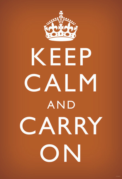 Laminated Keep Calm Carry On Motivational Inspirational WWII British Morale Orange White Poster Dry Erase Sign 12x18