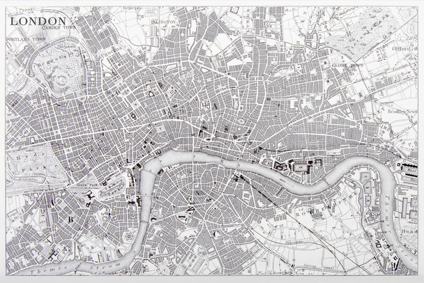 Map of London 1851 Engraving Art Cool Wall Decor Art Print Poster 18x12