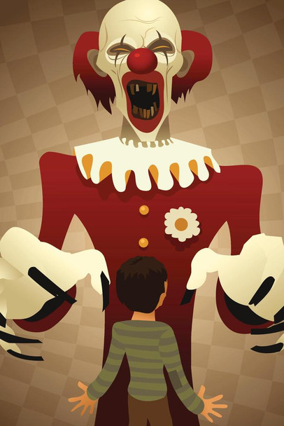 Scary Horror Clown Illustration Artistic Fantasy Cool Wall Decor Art Print Poster 24x36