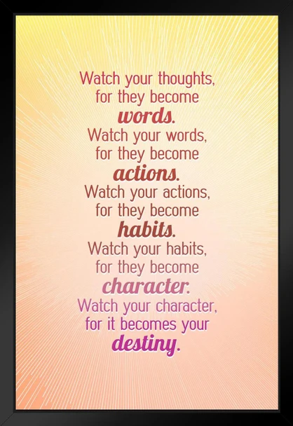Laminated Watch Your Thoughts Bright Color Motivational Inspirational Teamwork Quote Inspire Quotation Gratitude Positivity Support Motivate Sign Good Vibes Social Work Poster Dry Erase Sign 12x18