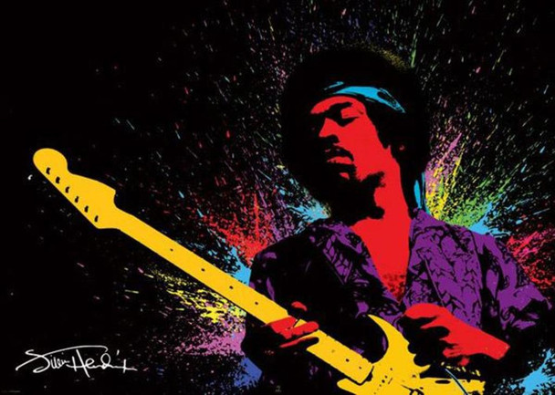 Jimi Hendrix Paint Splatter Rock And Roll Guitarist Singer Songwriter Music Cool Huge Large Giant Poster Art 55x39