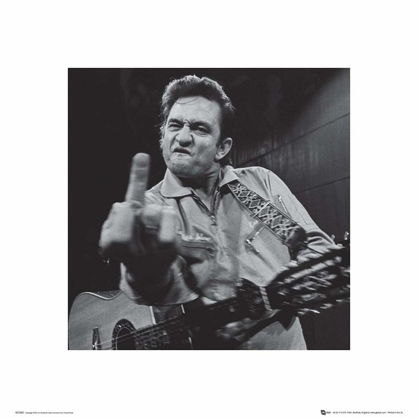 Johnny Cash Middle Finger San Quentin Music Poster Thick Cardstock 16x16 inch