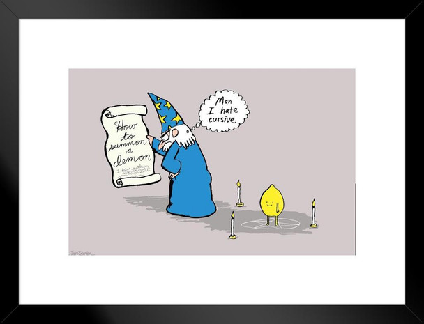 Jim Benton Wizard Cursive Funny Matted Framed Wall Art Print 20x26 inch