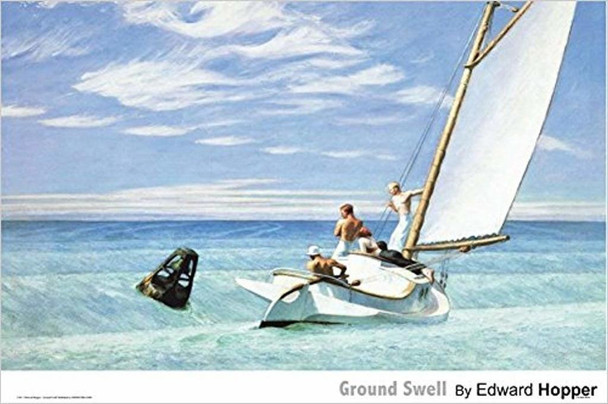 Ground Swell By Edward Hopper Sailboat Sailing Nautical Poster Thick Cardstock Poster 36x24 inch