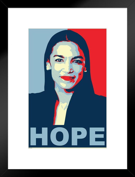 Alexandria Ocasio Cortez Hope Campaign Art Matted Framed Wall Art Print20x26 inch