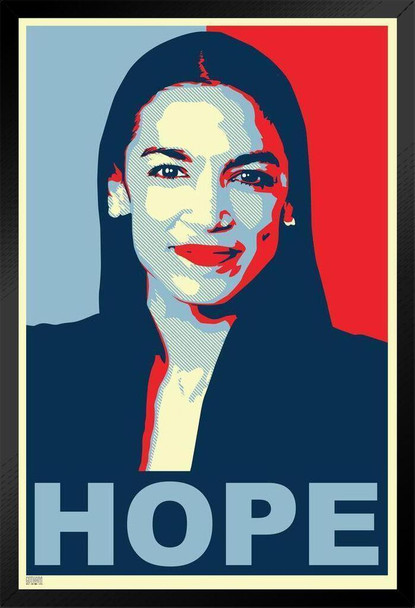 Alexandria Ocasio Cortez Hope Campaign Art Black Wood Framed Art Poster 14x20