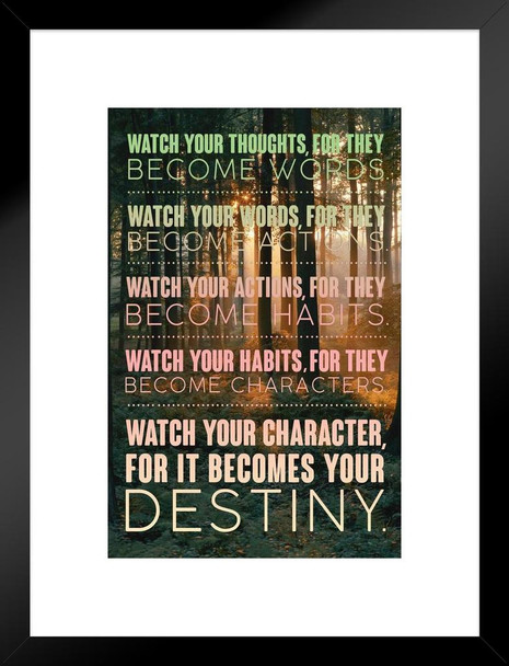 Watch Your Thoughts Forest Photo Motivational Inspirational Teamwork Quote Inspire Quotation Gratitude Positivity Motivate Sign Word Art Good Vibes Empathy Matted Framed Art Wall Decor 20x26