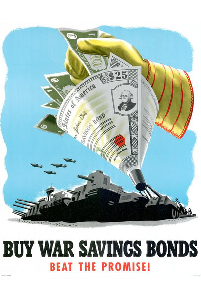 Laminated Buy War Savings Bonds Beat The Promise WPA War Propaganda Poster Dry Erase Sign 12x18