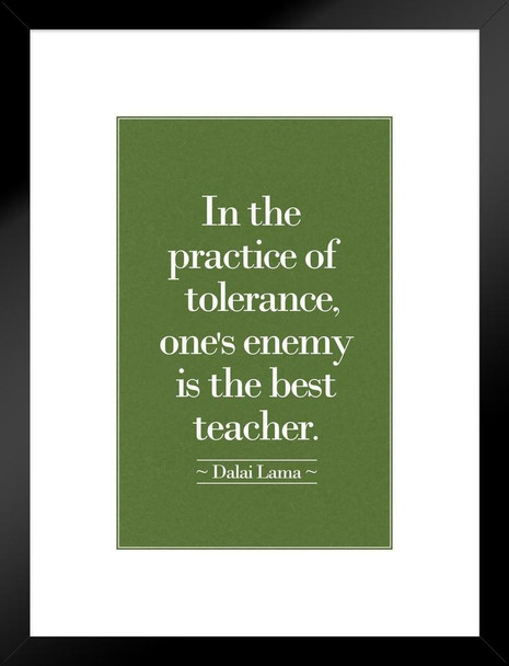Dalai Lama In The Practice Of Tolerance Ones Enemy Is The Best Teacher Motivational Matted Framed Art Print Wall Decor 20x26 inch