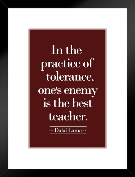 Dalai Lama In The Practice Of Tolerance Ones Enemy Is The Best Teacher Red Motivational Matted Framed Art Print Wall Decor 20x26 inch