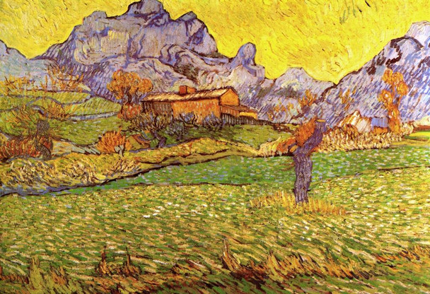 Vincent Van Gogh Meadow In Mountains Poster 1889 Nature Landscape Post Impressionist Painting Cool Wall Art Print Poster 36x24