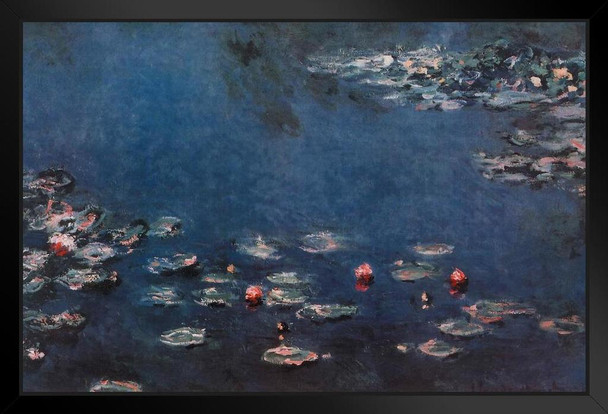 Claude Monet Water Lilies Nympheas 1906 Canvas French Impressionist Painting Black Wood Framed Art Poster 14x20