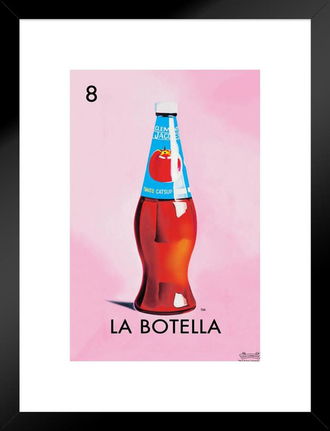 08 La Botella Bottle Loteria Card Mexican Bingo Lottery Matted Framed Art Print Wall Decor 20x26 inch